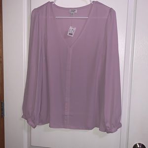 Jcrew factory Long sleeve v-neck top with trim detail